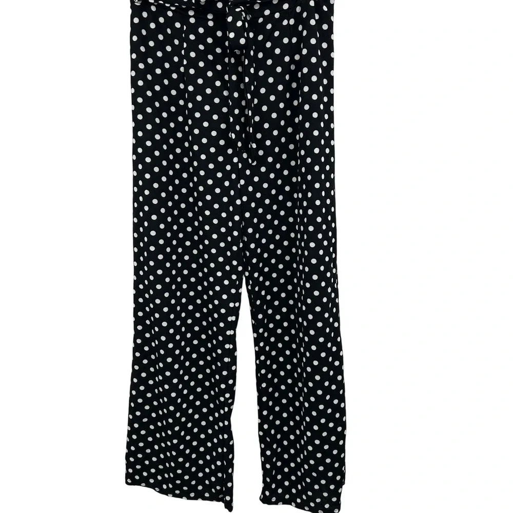Hot Ginger Pants Womens 3X Black Polka Dot Wide Leg High Waist Retro Palazzo NWT